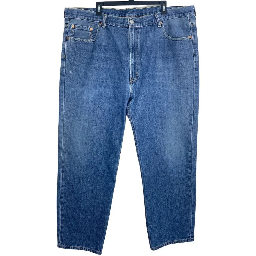 Levis 550 Relaxed Fit‎ Tapered Men's 46 x 30 Medium Wash Blue Jeans Zip